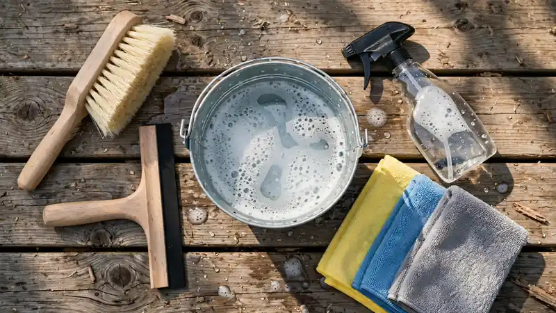 Complete soft tools kit to clean solar panels without scratching